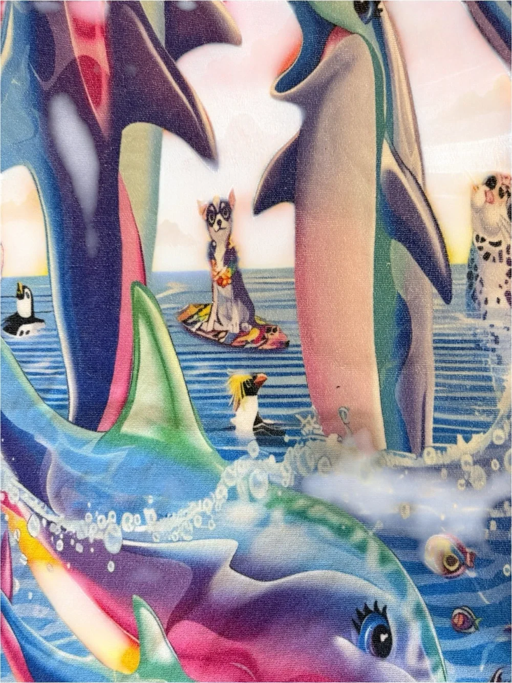 Vintage Y2K Lisa Frank Dolphin Inspired Beach Towel
